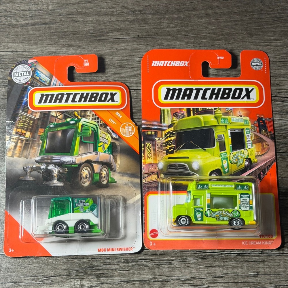 Matchbox Diecast Car 2-Pack Lot:B MX Mini Swisher & Ice Cream King NIB
